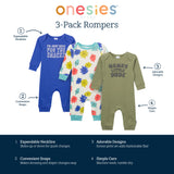 3-Pack Baby Boys Little Dude Lap Shoulder Footless Pajamas-Gerber Childrenswear Wholesale