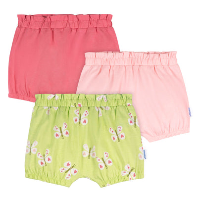 3-Pack Baby Girls Butterflies Bubble Shorts-Gerber Childrenswear Wholesale