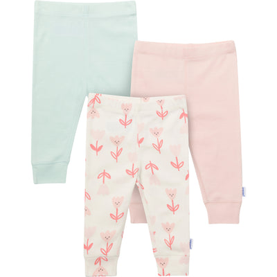 3-Pack Baby Girls Flowers Active Pants-Gerber Childrenswear Wholesale