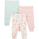 3-Pack Baby Girls Flowers Active Pants-Gerber Childrenswear Wholesale