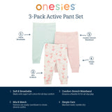 3-Pack Baby Girls Flowers Active Pants-Gerber Childrenswear Wholesale