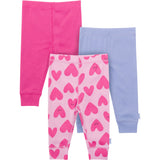 3-Pack Baby Girls Hearts Active Pants-Gerber Childrenswear Wholesale