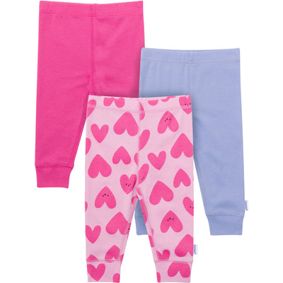 3-Pack Baby Girls Hearts Active Pants-Gerber Childrenswear Wholesale