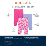 3-Pack Baby Girls Hearts Active Pants-Gerber Childrenswear Wholesale