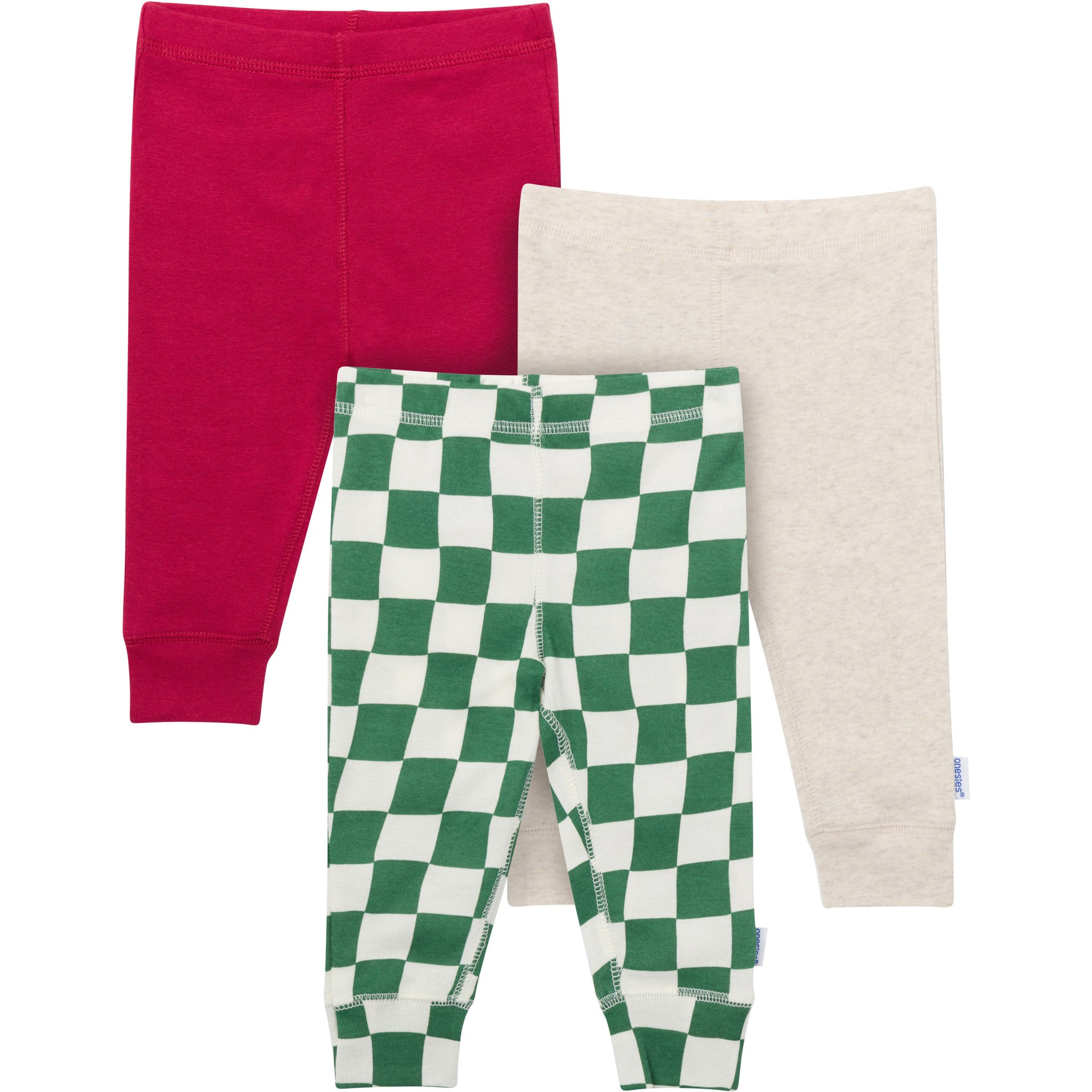 3-Pack Baby Neutral Green Checkers Active Pants-Gerber Childrenswear Wholesale