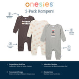 3-Pack Baby Neutral Soy Cute Lap Shoulder Footless Pajamas-Gerber Childrenswear Wholesale