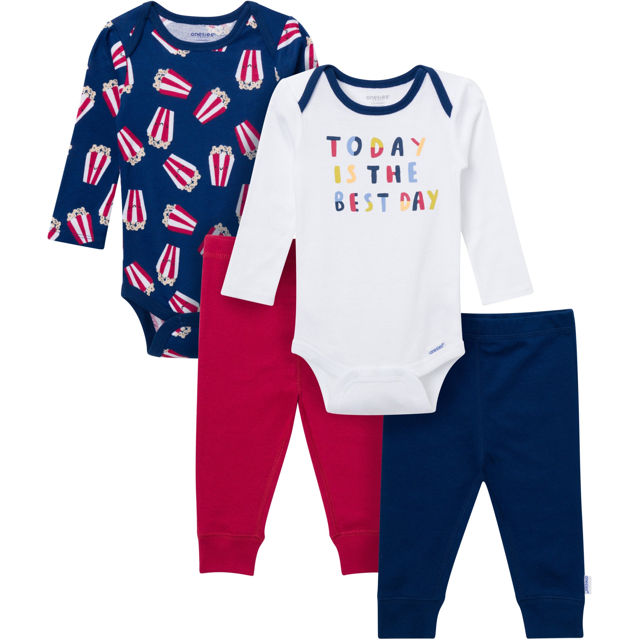 4-Piece Baby Boys Popcorn Day Onesies® Bodysuits and Pants-Gerber Childrenswear Wholesale