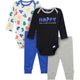 4-Piece Baby Boys Happy Letters Onesies® Bodysuits and Pants-Gerber Childrenswear Wholesale