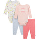 4-Piece Baby Girls Cozy Girl Onesies® Bodysuits and Pants-Gerber Childrenswear Wholesale
