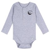 5-Pack Baby Boys Grey Heather Long Sleeve Bodysuits-Gerber Childrenswear Wholesale