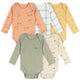 5-Pack Baby Neutral Green Heather Long Sleeve Bodysuits-Gerber Childrenswear Wholesale