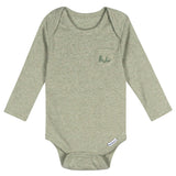 5-Pack Baby Neutral Green Heather Long Sleeve Bodysuits-Gerber Childrenswear Wholesale
