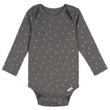 5-Pack Baby Neutral Tan Stars Long Sleeve Bodysuits-Gerber Childrenswear Wholesale