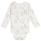 5-Pack Baby Neutral Tan Stars Long Sleeve Bodysuits-Gerber Childrenswear Wholesale