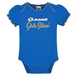 3-Pack Baby Girls Rams Short Sleeve Bodysuits-Gerber Childrenswear Wholesale
