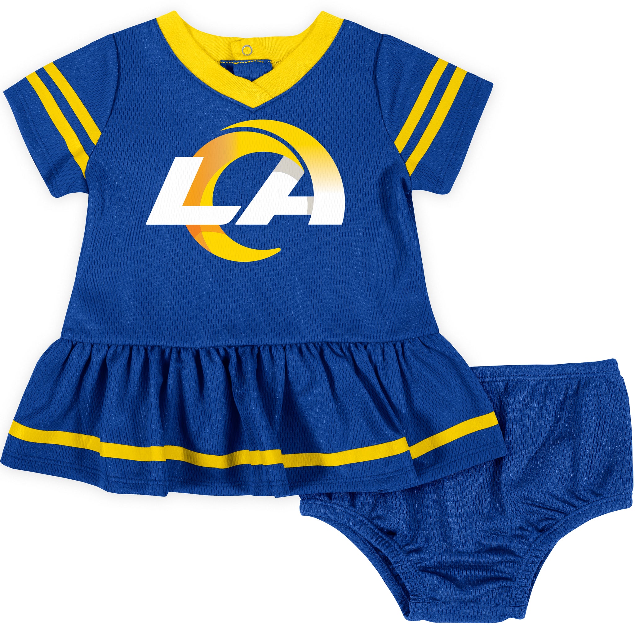 Baby Girls Los Angeles Rams Cheerleader Dress and Diaper Cover Set-Gerber Childrenswear Wholesale