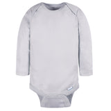 4-Pack Baby Neutral Grey/ Grey Heather Long Sleeve Onesies® Bodysuits-Gerber Childrenswear Wholesale