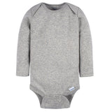 4-Pack Baby Neutral Grey/ Grey Heather Long Sleeve Onesies® Bodysuits-Gerber Childrenswear Wholesale