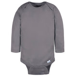 4-Pack Baby Neutral Grey/ Grey Heather Long Sleeve Onesies® Bodysuits-Gerber Childrenswear Wholesale