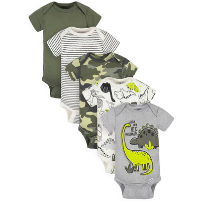 5-Pack Baby Boys Dino Short Sleeve Onesies® Bodysuits-Gerber Childrenswear Wholesale