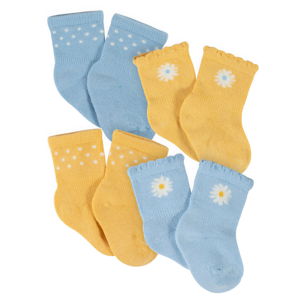 4-Pack Baby Girls Daisy Wiggle Proof™ Socks-Gerber Childrenswear Wholesale