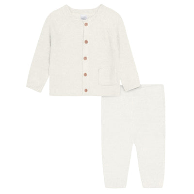 2-Piece Baby Neutral Ivory Silky Mink Cardigan & Jogger Pants Set-Gerber Childrenswear Wholesale