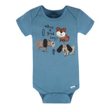 3-Pack Baby Boys Blue Short Sleeve Onesies® Bodysuits-Gerber Childrenswear Wholesale