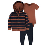 3-Piece Baby Boys Rust Onesies® Bodysuit, Pull-On Pants & Hoodie Set-Gerber Childrenswear Wholesale