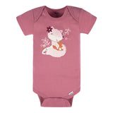 3-Pack Baby Girls Dark Pink Short Sleeve Onesies® Bodysuits-Gerber Childrenswear Wholesale