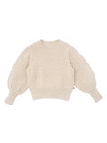Infant & Toddler Girls Oatmeal Heather Puff Sleeve Sweater-Gerber Childrenswear Wholesale