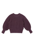 Infant & Toddler Girls Dark Grape Heather Puff Sleeve Sweater-Gerber Childrenswear Wholesale