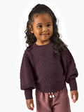 Infant & Toddler Girls Dark Grape Heather Puff Sleeve Sweater-Gerber Childrenswear Wholesale