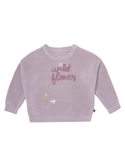 Infant & Toddler Girls Light Purple Embroidered Sweater-Gerber Childrenswear Wholesale