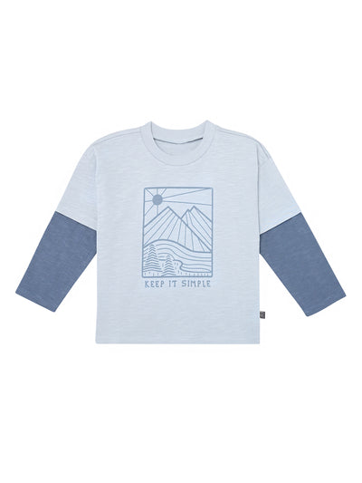 Infant & Toddler Boys Blue Graphic Long Sleeve T-Shirt-Gerber Childrenswear Wholesale