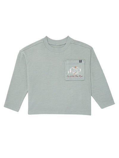 Infant & Toddler Boys Blue-Gray Drop Shoulder Long Sleeve T-Shirt-Gerber Childrenswear Wholesale