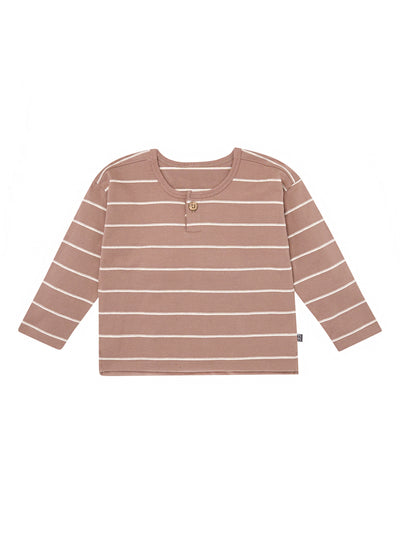 Infant & Toddler Boys Brown Drop Shoulder Henley T-Shirt-Gerber Childrenswear Wholesale