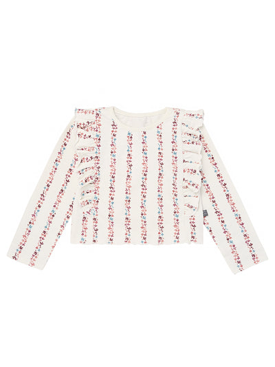 Infant & Toddler Girls Tofu Stripe Floral Ruffle Crop Top-Gerber Childrenswear Wholesale