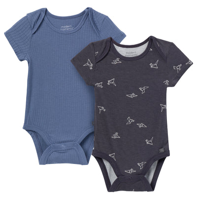 2-Pack Baby Boys Dark Grey Origami Bodysuits-Gerber Childrenswear Wholesale
