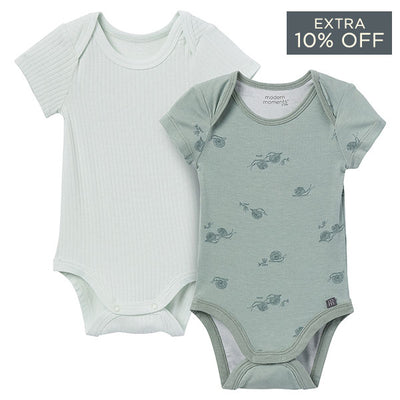 2-Pack Baby Boys Teal Snails Bodysuits-Gerber Childrenswear Wholesale