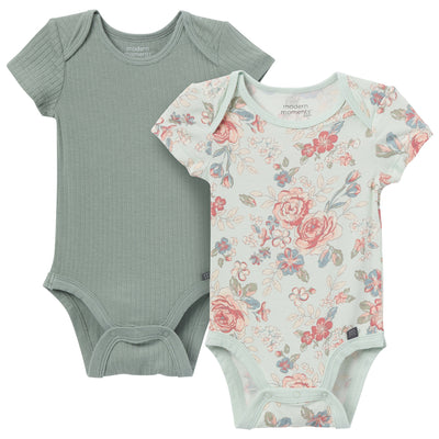 CASE OF: 2-Pack Baby Girls Sky Blossom Bodysuits-Gerber Childrenswear Wholesale
