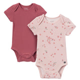 2-Pack Baby Girls Peach Strawberry Floral Bodysuits-Gerber Childrenswear Wholesale