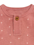 Baby Girls Dark Pink Flower Stamp Long Sleeve Bodysuit-Gerber Childrenswear Wholesale