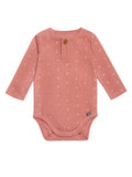 Baby Girls Dark Pink Flower Stamp Long Sleeve Bodysuit-Gerber Childrenswear Wholesale
