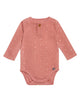 Baby Girls Dark Pink Flower Stamp Long Sleeve Bodysuit-Gerber Childrenswear Wholesale