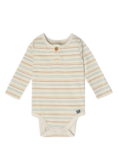 Baby Neutral Multi-Color Stripes Long Sleeve Bodysuit-Gerber Childrenswear Wholesale