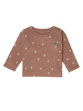 Baby Neutral Brown Mushroom Long Sleeve Seamed Drop Shoulder Top-Gerber Childrenswear Wholesale
