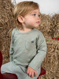 Baby Neutral Blue-Gray Sky Long Sleeve Seamed Drop Shoulder Top-Gerber Childrenswear Wholesale