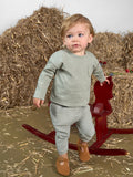 Baby Neutral Blue-Gray Sky Long Sleeve Seamed Drop Shoulder Top-Gerber Childrenswear Wholesale