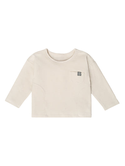Baby Neutral Tan Long Sleeve Seamed Drop Shoulder Top-Gerber Childrenswear Wholesale