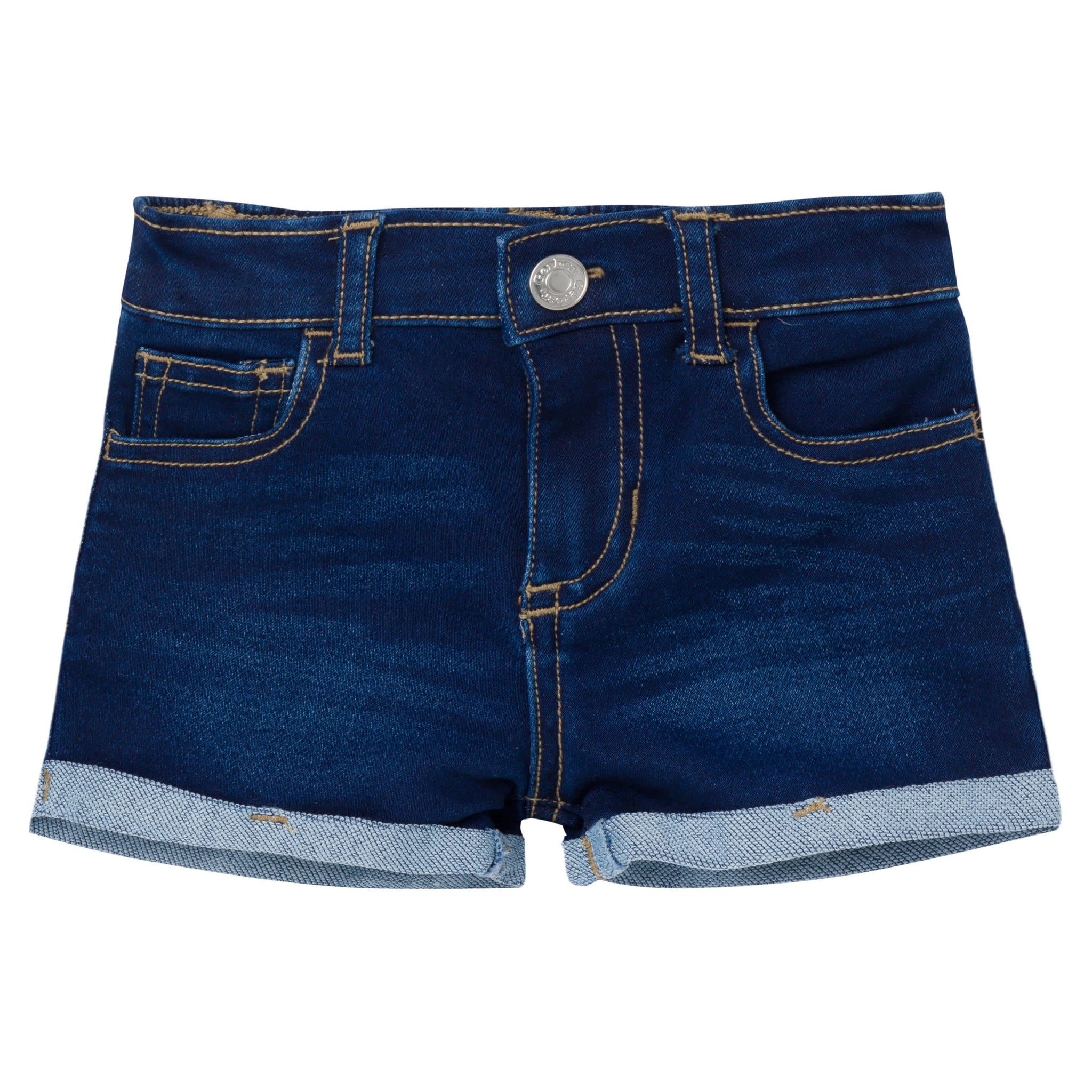 Baby & Toddler Neutral Dark Wash Cuffed Denim Shorts-Gerber Childrenswear Wholesale